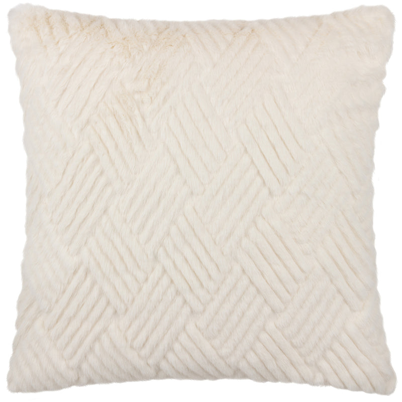 Paoletti Sonnet Cut Faux Fur Cushion Cover in Ecru