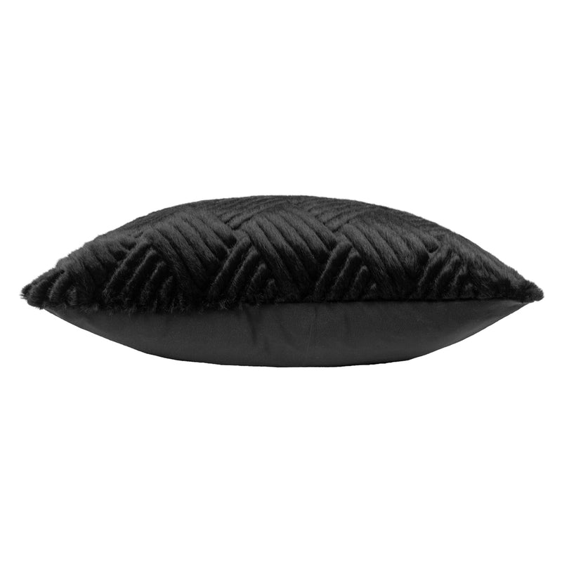 Paoletti Sonnet Cut Faux Fur Cushion Cover in Jet