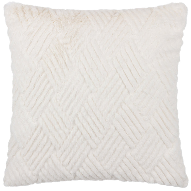 Paoletti Sonnet Cut Faux Fur Cushion Cover in White