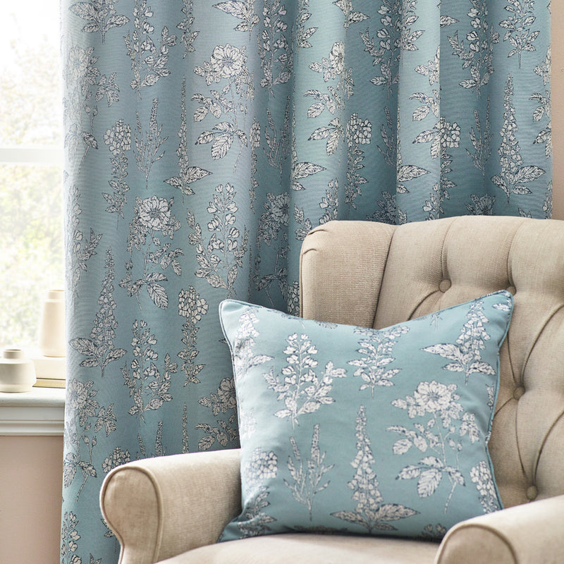 Wylder Sophia Room Darkening Eyelet Curtains in Blue