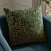 Abstract Green Cushions - Soren Cut Velvet Cushion Cover Smoke Green Hoem