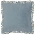 Plain Blue Cushions - Solene Ruffle Matte Velvet Cushion Cover Blue Wylder