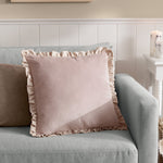 Plain Pink Cushions - Solene Ruffle Matte Velvet Cushion Cover Pink Wylder