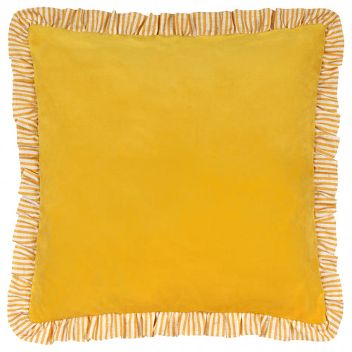 Plain Yellow Cushions - Solene Ruffle Matte Velvet Cushion Cover Yellow Wylder