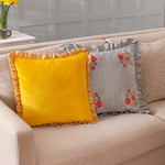 Plain Yellow Cushions - Solene Ruffle Matte Velvet Cushion Cover Yellow Wylder