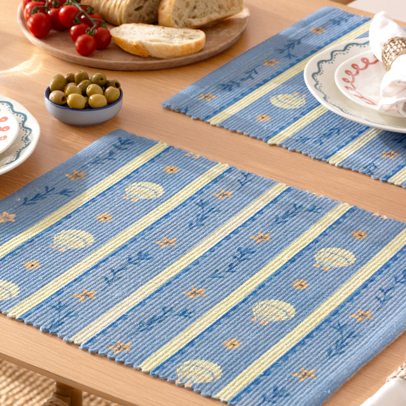  Blue Kitchen - Sea Shells Indoor/Outdoor Placemats Blue furn.