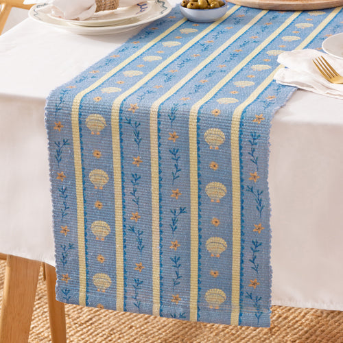  Blue Kitchen - Sea Shells Indoor/Outdoor Table Runner Blue furn.