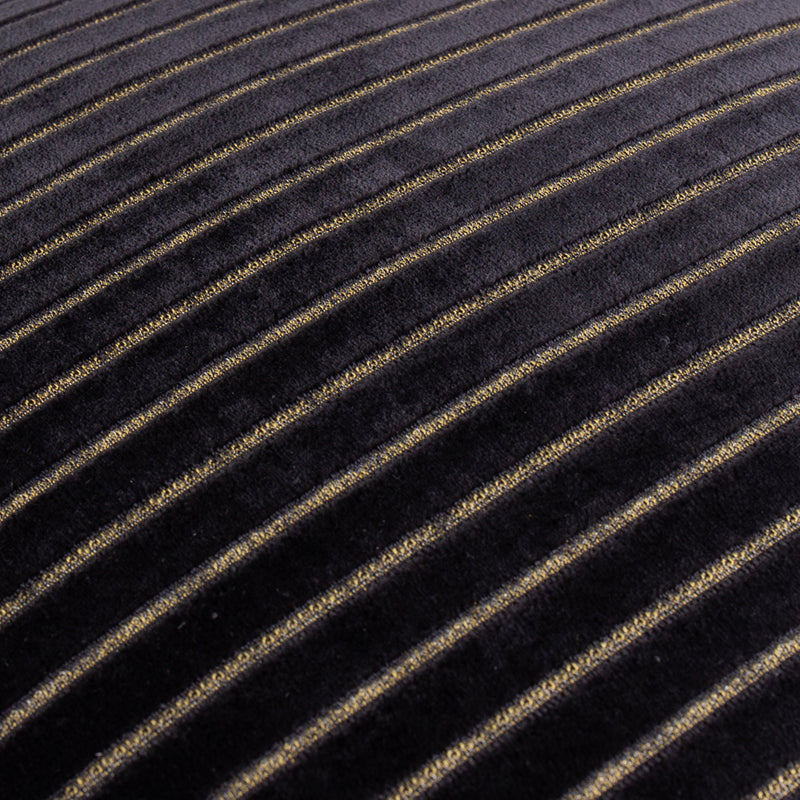 Striped Black Cushions - Savoy Stripe Velvet Cushion Cover Black Paoletti