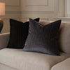 Striped Black Cushions - Savoy Stripe Velvet Cushion Cover Black Paoletti