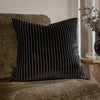 Striped Black Cushions - Savoy Stripe Velvet Cushion Cover Black Paoletti