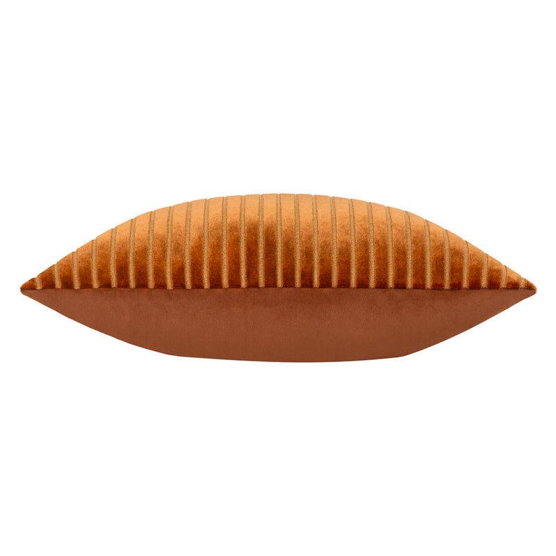 Striped Orange Cushions - Savoy Stripe Velvet Cushion Cover Brick Paoletti