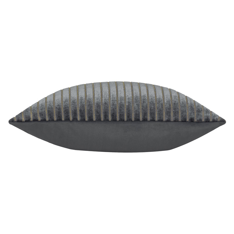 Striped Grey Cushions - Savoy Stripe Velvet Cushion Cover Charcoal Paoletti