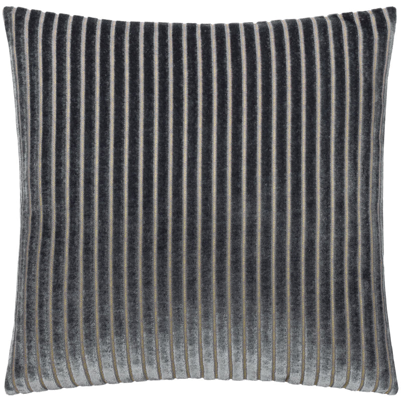 Striped Grey Cushions - Savoy Stripe Velvet Cushion Cover Charcoal Paoletti