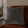 Savoy Stripe Velvet Cushion Charcoal