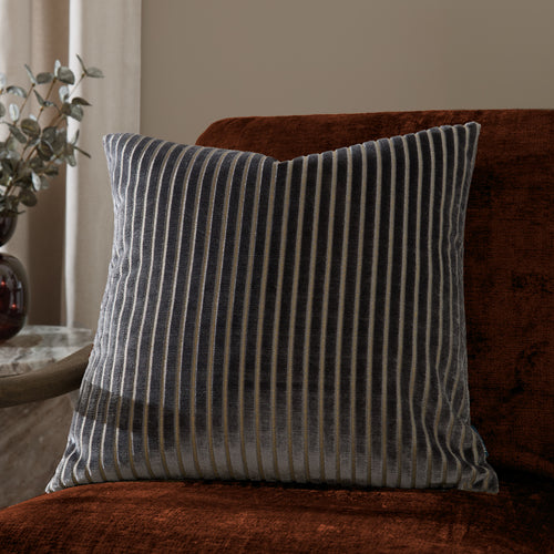 Striped Grey Cushions - Savoy Stripe Velvet Cushion Cover Charcoal Paoletti