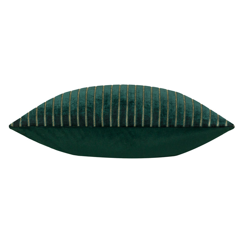 Striped Green Cushions - Savoy Stripe Velvet Cushion Cover Emerald Paoletti