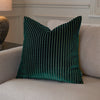 Striped Green Cushions - Savoy Stripe Velvet Cushion Cover Emerald Paoletti