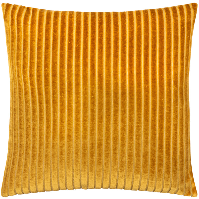 Striped Yellow Cushions - Savoy Stripe Velvet Cushion Cover Gold Paoletti