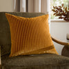 Striped Yellow Cushions - Savoy Stripe Velvet Cushion Cover Gold Paoletti