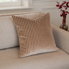 Striped Beige Cushions - Savoy Stripe Velvet Cushion Cover Mink Paoletti