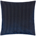 Striped Blue Cushions - Savoy Stripe Velvet Cushion Cover Navy Paoletti