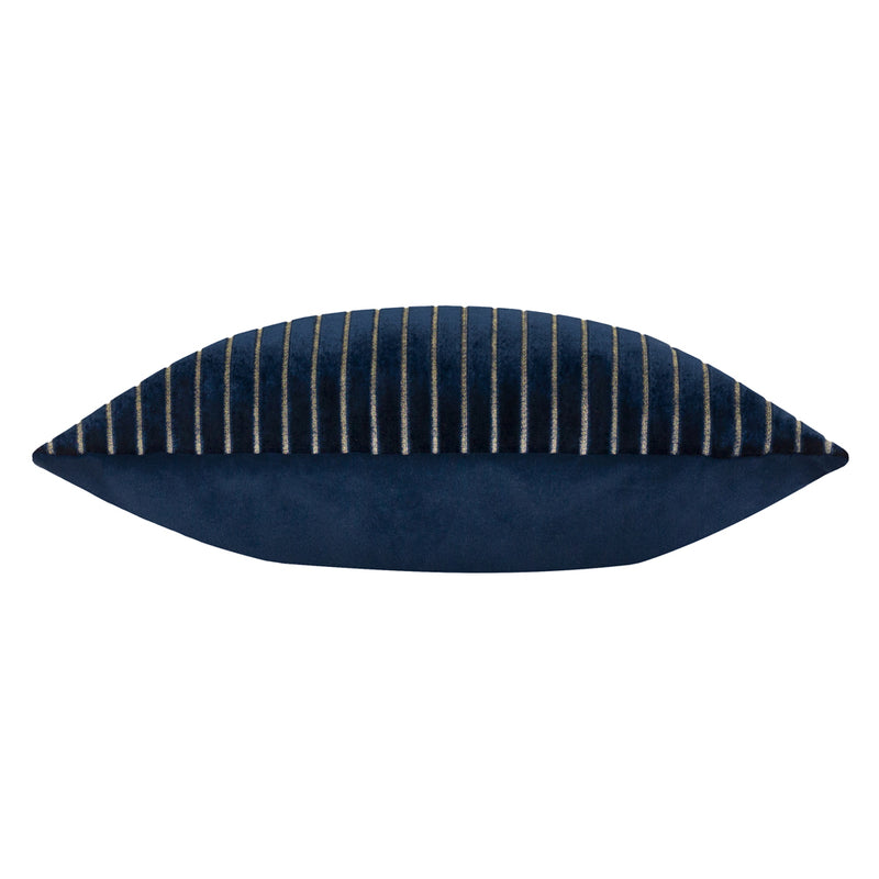 Striped Blue Cushions - Savoy Stripe Velvet Cushion Cover Navy Paoletti