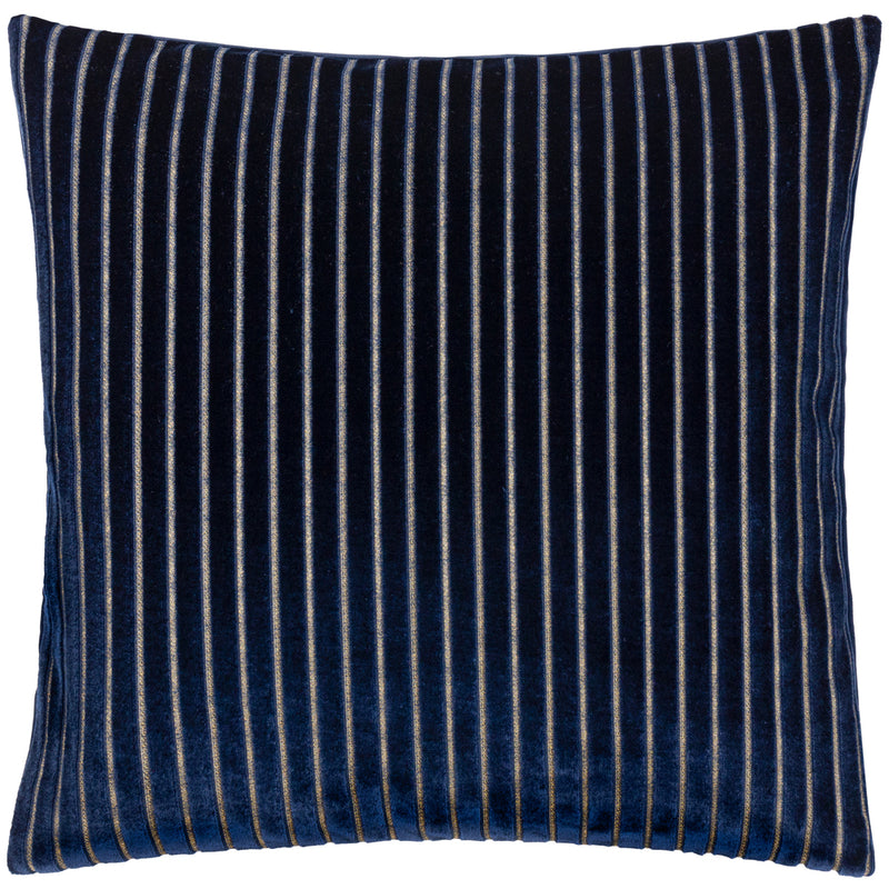 Striped Blue Cushions - Savoy Stripe Velvet Cushion Cover Navy Paoletti