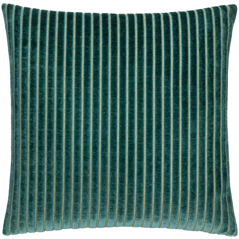 Striped Blue Cushions - Savoy Stripe Velvet Cushion Cover Teal Paoletti