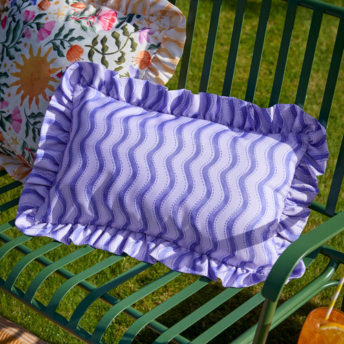 Abstract Blue Cushions - Summer Solstice Wiggly Stripe Outdoor Cushion Cover Cobalt Furn