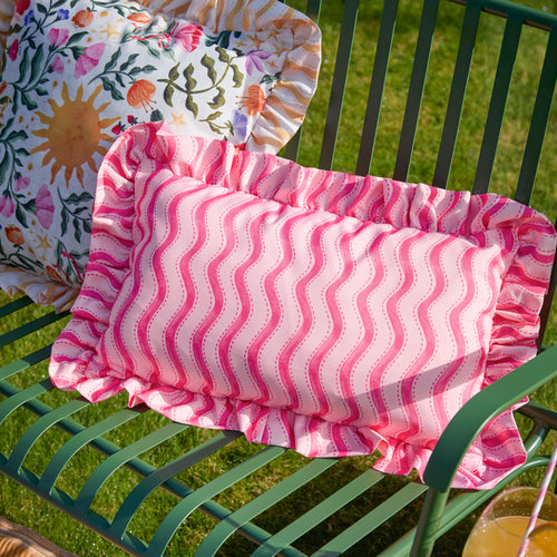 Abstract Pink Cushions - Summer Solstice Wiggly Stripe Outdoor Cushion Cover Hot Pink Furn