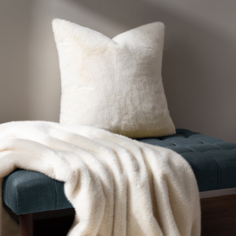 Paoletti Stanza Faux Fur Cushion Cover in Ecru