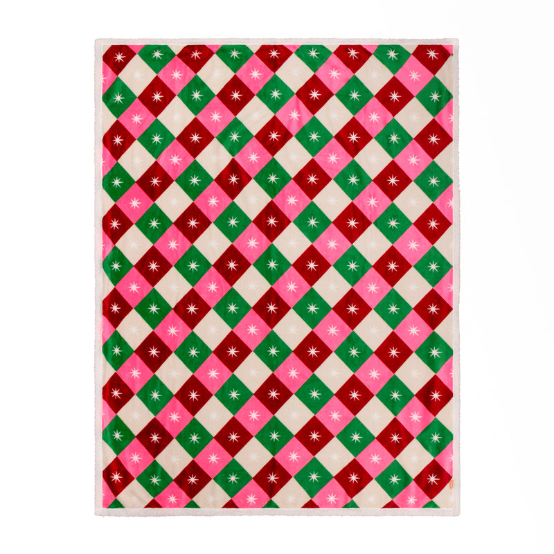 Geometric Multi Throws  - Star Sherpa Fleece Throw Multicolour Furn