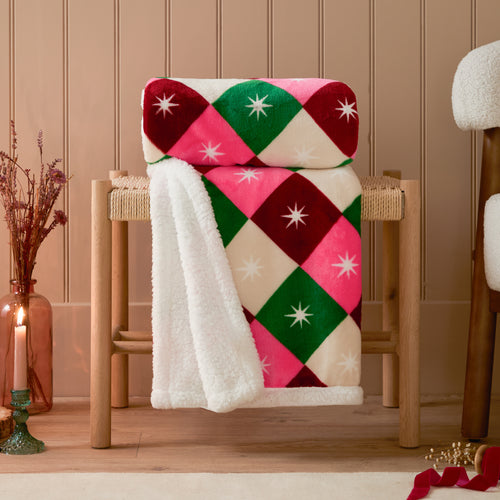 Geometric Multi Throws  - Star Sherpa Fleece Throw Multicolour Furn