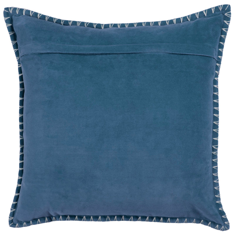 Plain Blue Cushions - Stitch Embroidered Cushion Cover Bluebell Additions