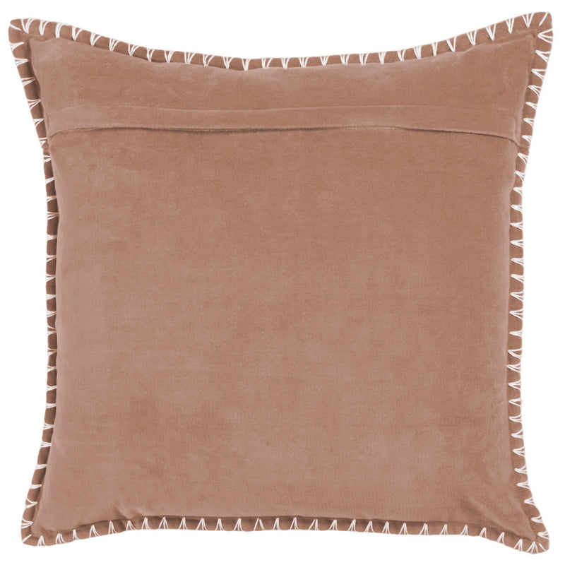 Plain Pink Cushions - Stitch Embroidered Cushion Cover Coral Additions