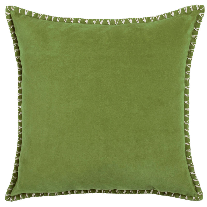 Plain Green Cushions - Stitch Embroidered Cushion Cover Grass Additions