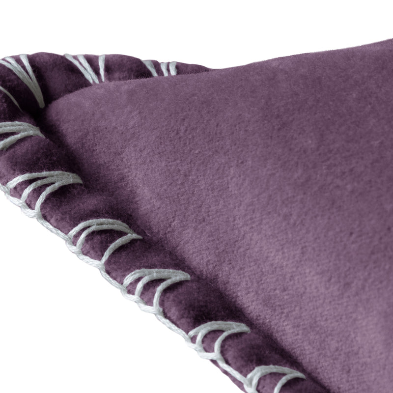 Plain Purple Cushions - Stitch Embroidered Cushion Cover Plum Additions