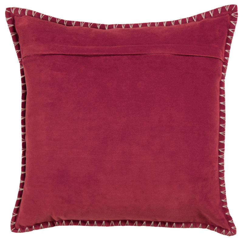 Plain Red Cushions - Stitch Embroidered Cushion Cover Pomegranate Additions