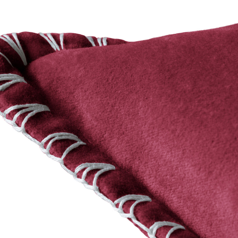 Plain Red Cushions - Stitch Embroidered Cushion Cover Pomegranate Additions