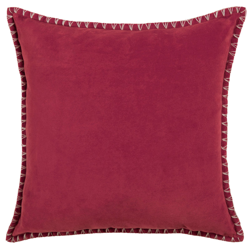 Plain Red Cushions - Stitch Embroidered Cushion Cover Pomegranate Additions