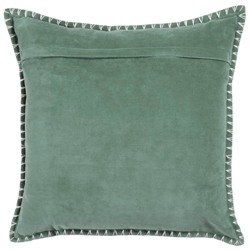 Plain Blue Cushions - Stitch Embroidered Cushion Cover Seafoam Additions