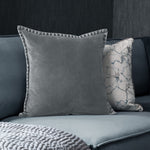 Plain Grey Cushions - Stitch Embroidered Cushion Cover Steel Additions