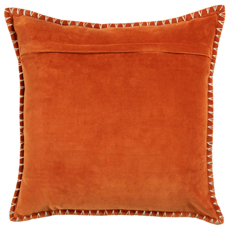 Plain Orange Cushions - Stitch Embroidered Cushion Cover Sunset Additions