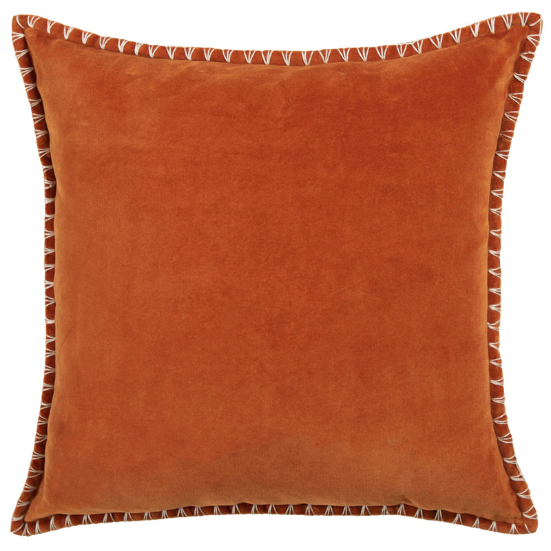 Plain Orange Cushions - Stitch Embroidered Cushion Cover Sunset Additions