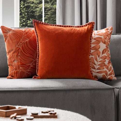 Plain Orange Cushions - Stitch Embroidered Cushion Cover Sunset Additions