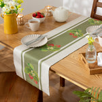 Floral Green Accessories - Strawberry Indoor/Outdoor Table Runner Sage Evans Lichfield