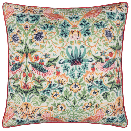 Floral Pink Cushions - Strawberry Thief Outdoor Cushion Cover Coral/Leaf Green Morris & Co