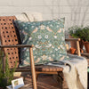 Floral Green Cushions - Strawberry Thief Piped Outdoor Polyester Filled Cushion Forest Green Morris & Co