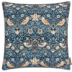 Floral Blue Cushions - Strawberry Thief Piped Cushion Cover Indigo Morris & Co