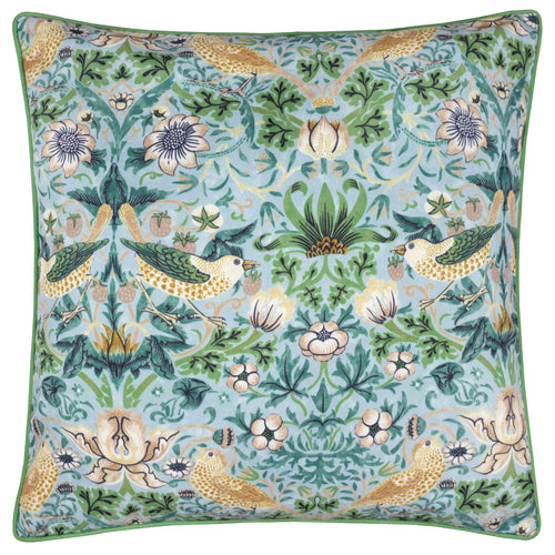 Floral Green Cushions - Strawberry Thief Outdoor Cushion Cover Mineral/Yellow Morris & Co